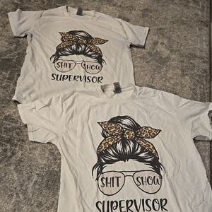 Shit Show Supervisor Graphic Tee with Leopard Print Hair Design